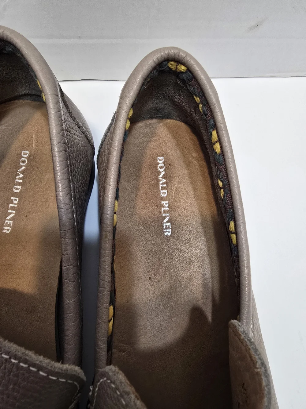 Donald J. Pliner Taupe Leather Slip-On Loafers for Men